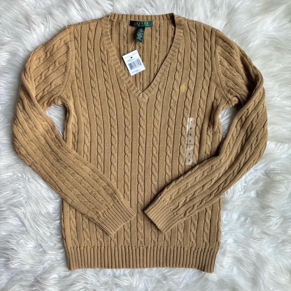 Lauren Ralph Lauren Cable Knit Khaki Sweater NWT Size S - Picture 1 of 7